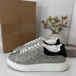 Steve Madden Icebox Jeweled Sneakers Beaded Silver Multi Women's 12M Tried On